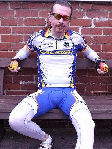 middle-aged man in lycra